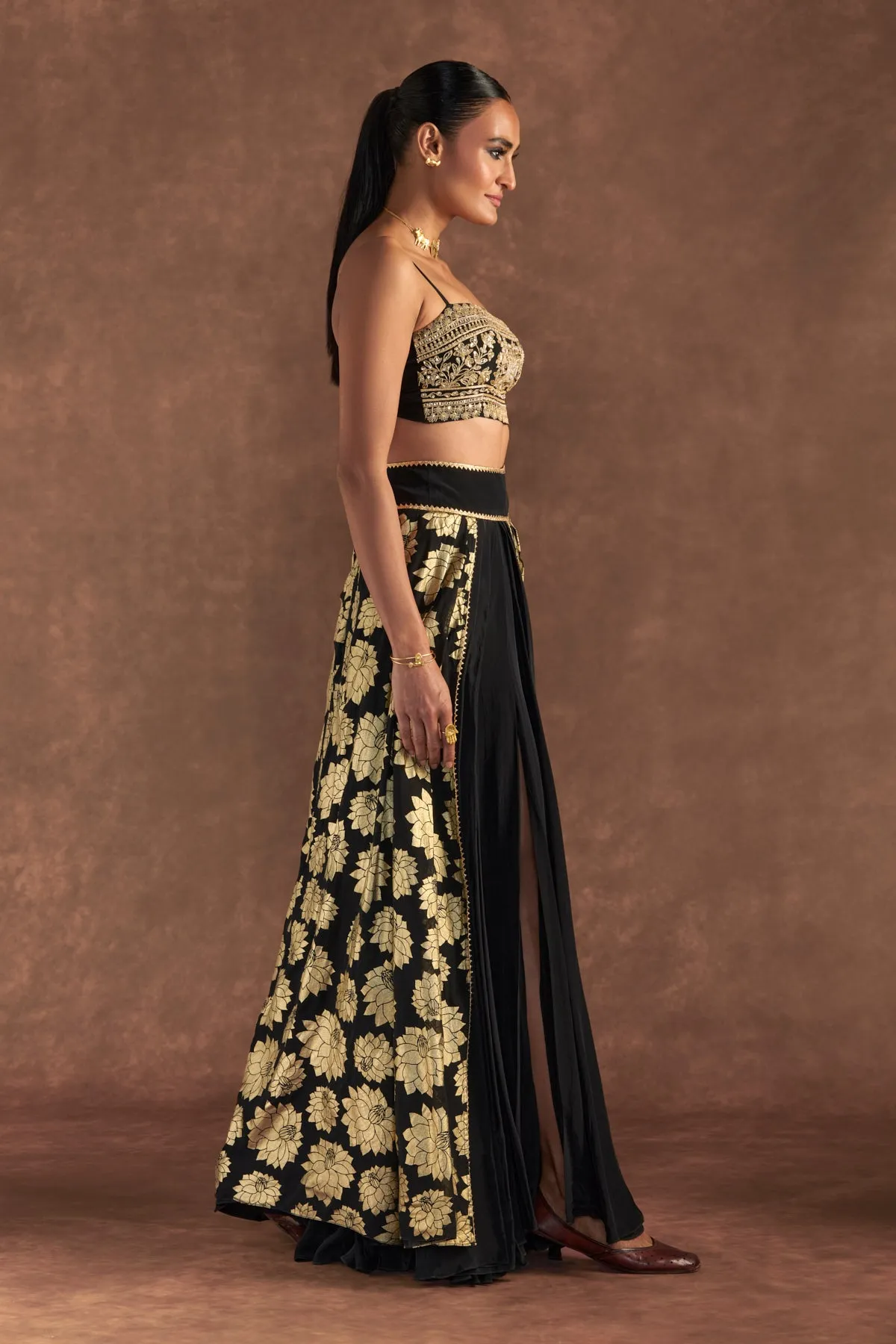 Black Berrybloom Layered Skirt  Set
