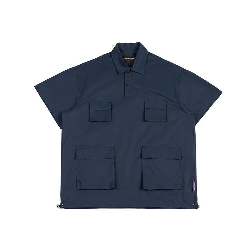 Men T-Shirt Summer Men's Lapel Shirt Retro Short Sleeve