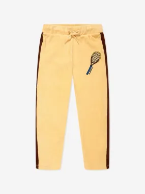 Mini Rodini Kids Tennis Embroidered Terry Joggers in Yellow
