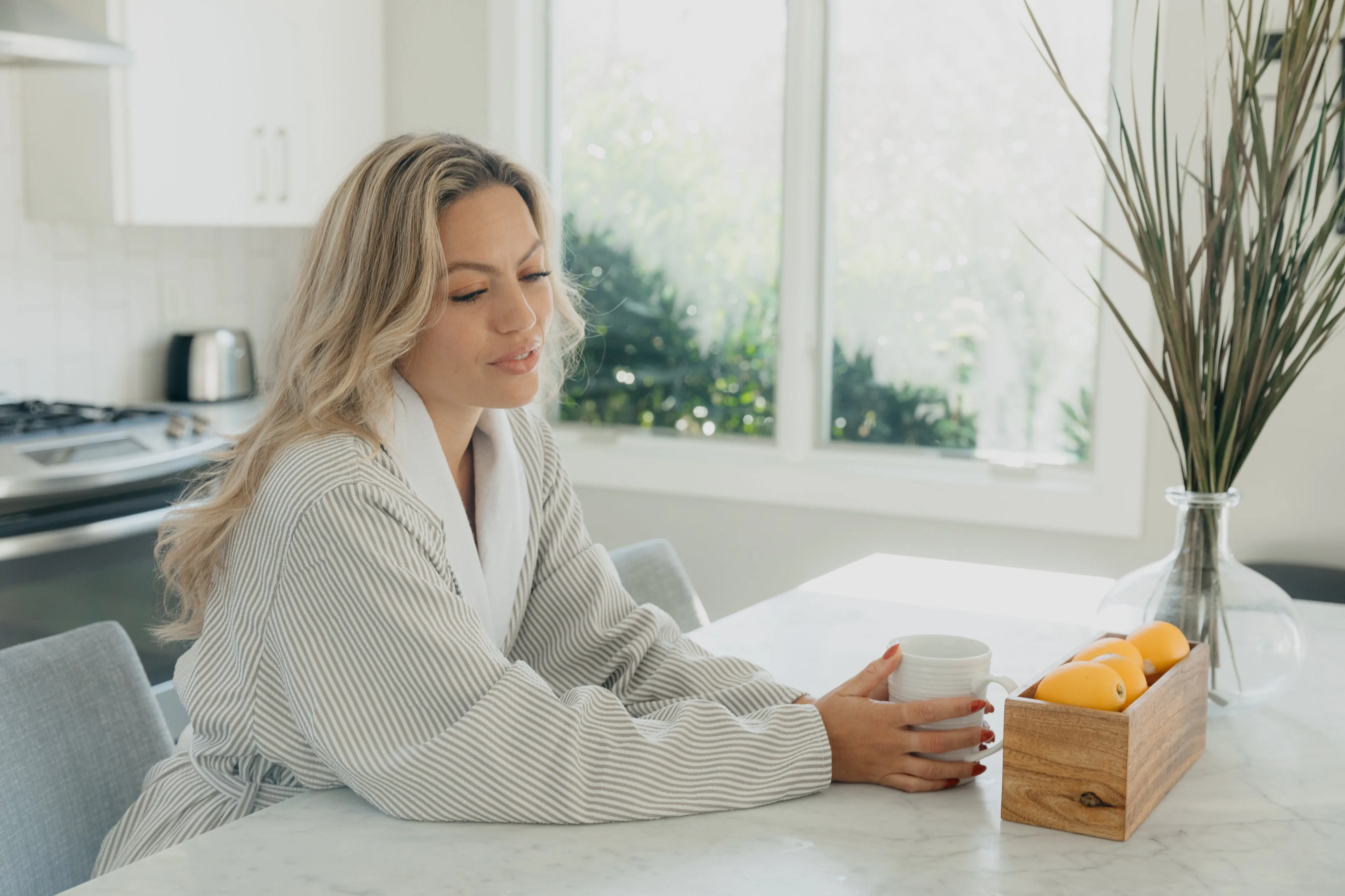 Taupe Seersucker Double Layer Robe