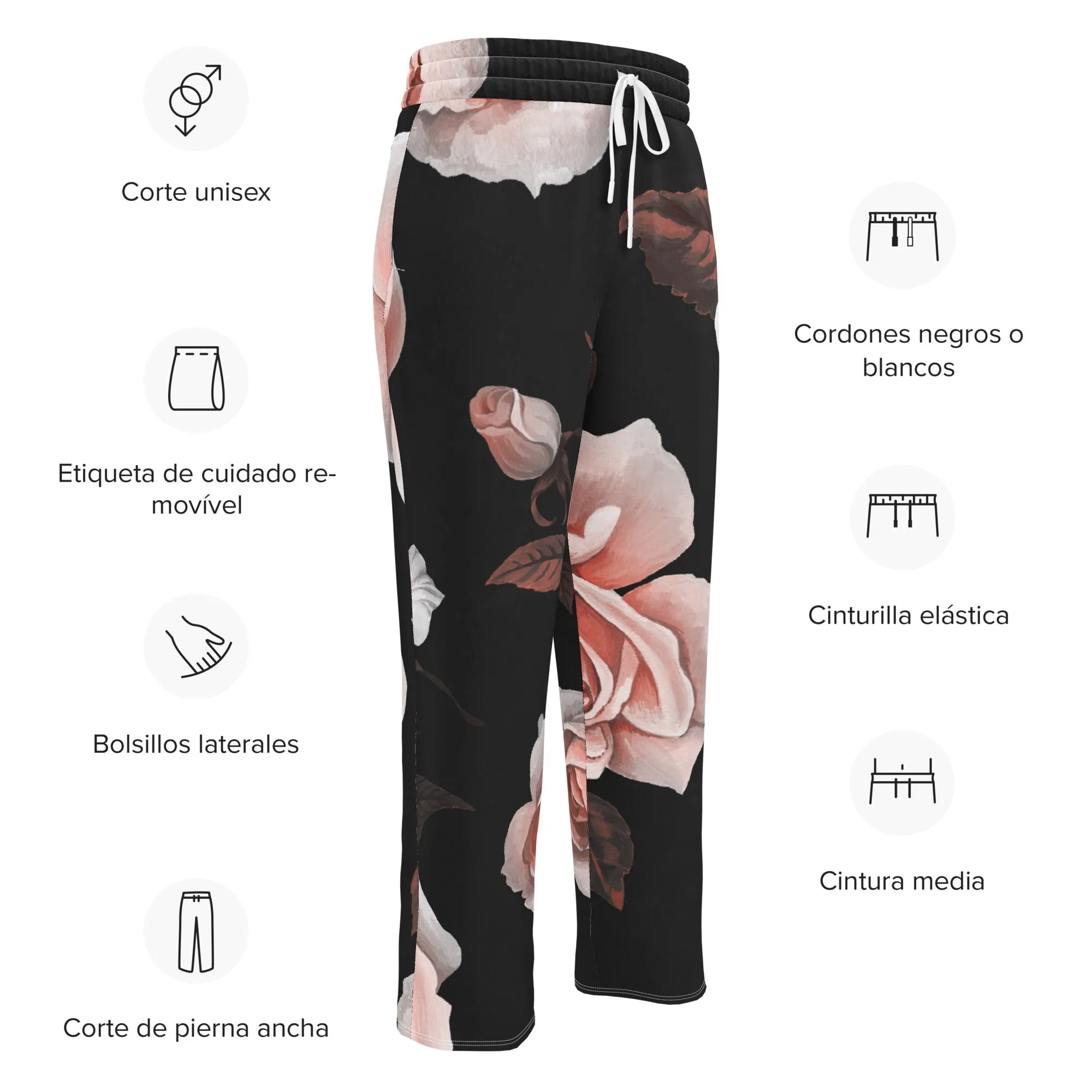 Valentines Day Wide Leg Joggers - Flower (Glamourange Valentine Day Gifts Wide Leg Joggers - Design 007)