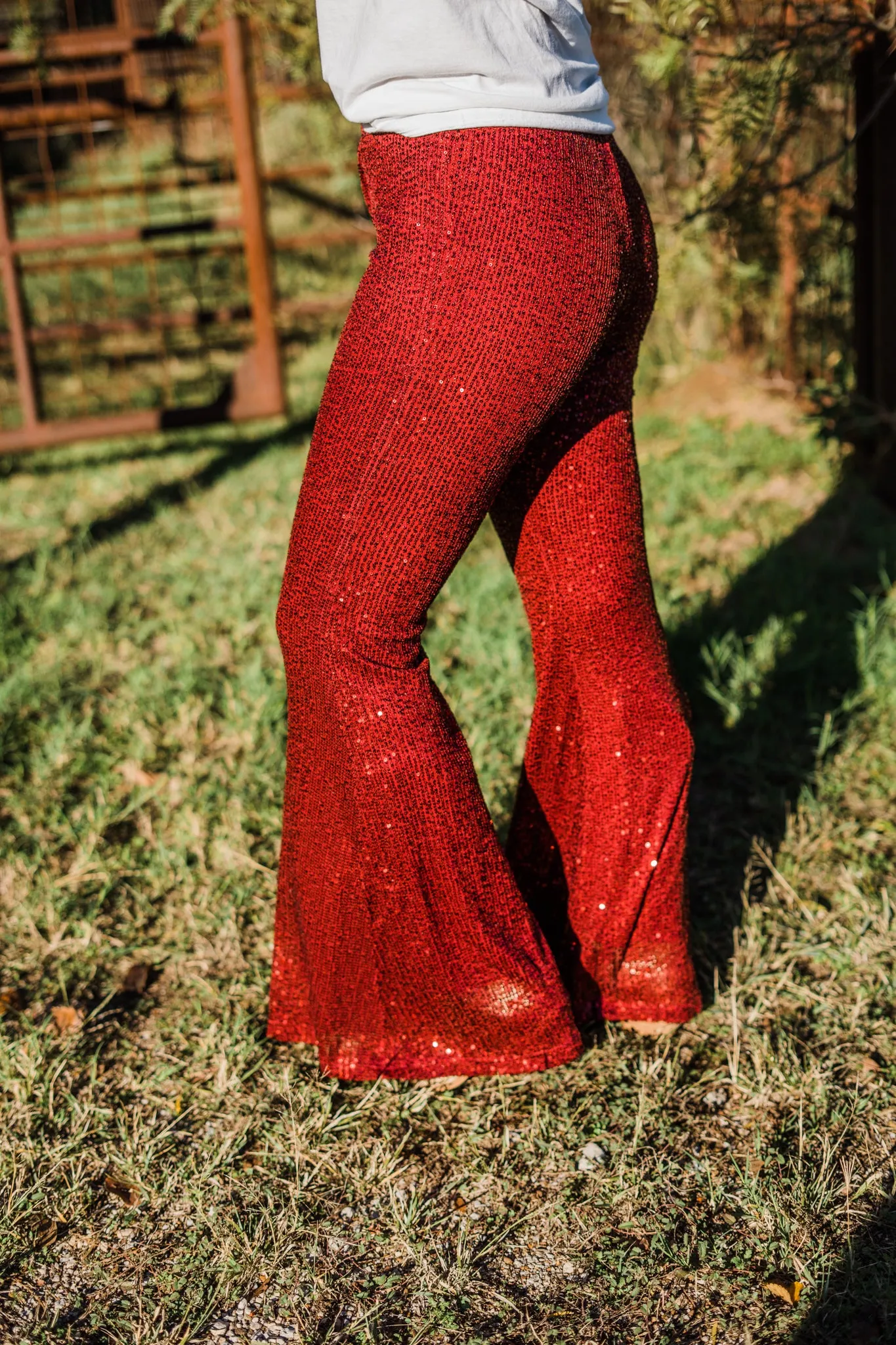 Wine Sequin Pants